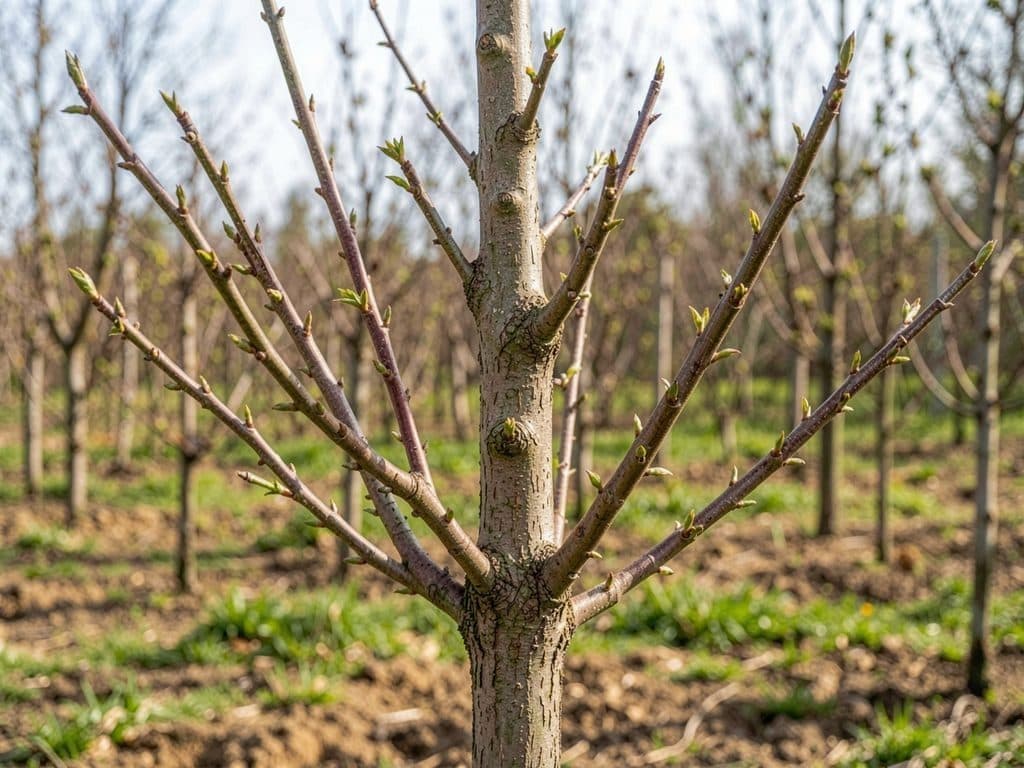 Poda de formación guiando el desarrollo de un árbol joven en Ourense