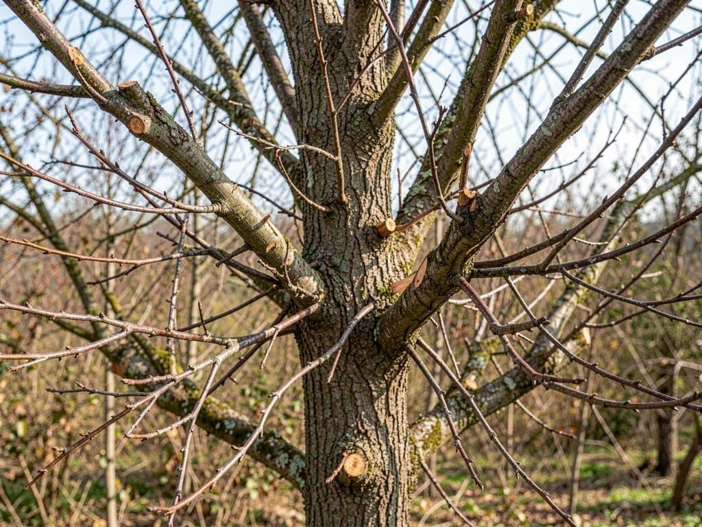 Poda de mantenimiento retirando ramas secas de un árbol en Ourense