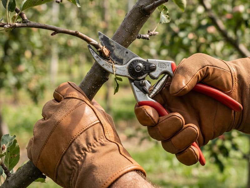Retirada de ramas secas de un frutal para prevenir plagas en Ourense