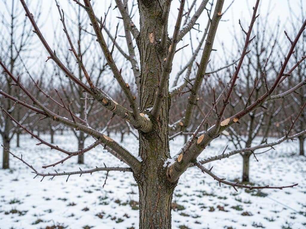 Poda de un frutal en parada vegetativa durante el invierno en Ourense